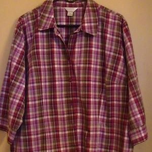 CJ Banks Cotton button shirt 2X plum